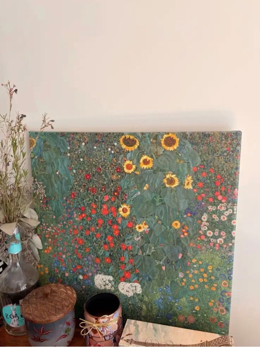 Floral Sunflower Canvas Print - Green, Yellow, Red